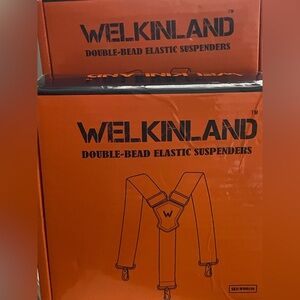Welkinland 2” Black Men Suspenders With Hooks Heavy Duty Adjustable Suspender